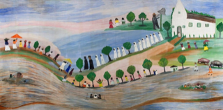 Baptism mural by Clementine Hunter, Melrose Plantation